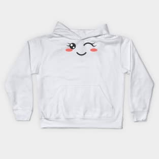 WINKING FACE CUTE KAWAII ANIME KAOMOJI EMOTICON CARTOON Kids Hoodie